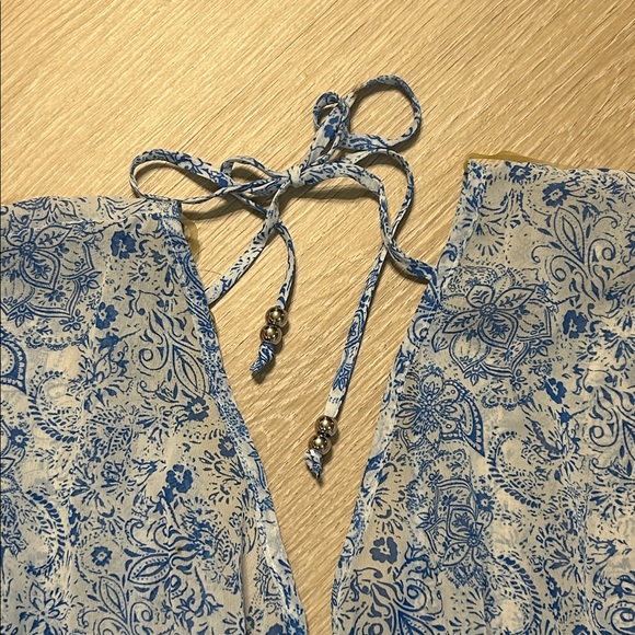 Time & Tru Floral Flowy Sheer Swim Suit Cover Up - Picture 3 of 6